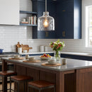 Parrot Uncle Kara Farmhouse 1-Light Textured Glass Nickel Island Pendant Light