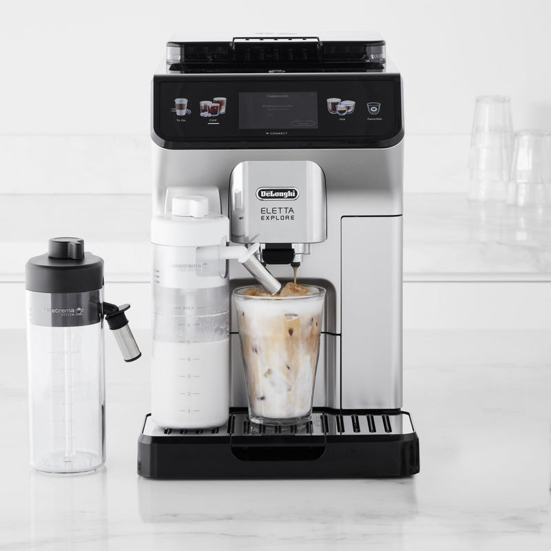 De'Longhi Package - Eletta Explore Fully Automatic Espresso Machine with Espresso Glass Set