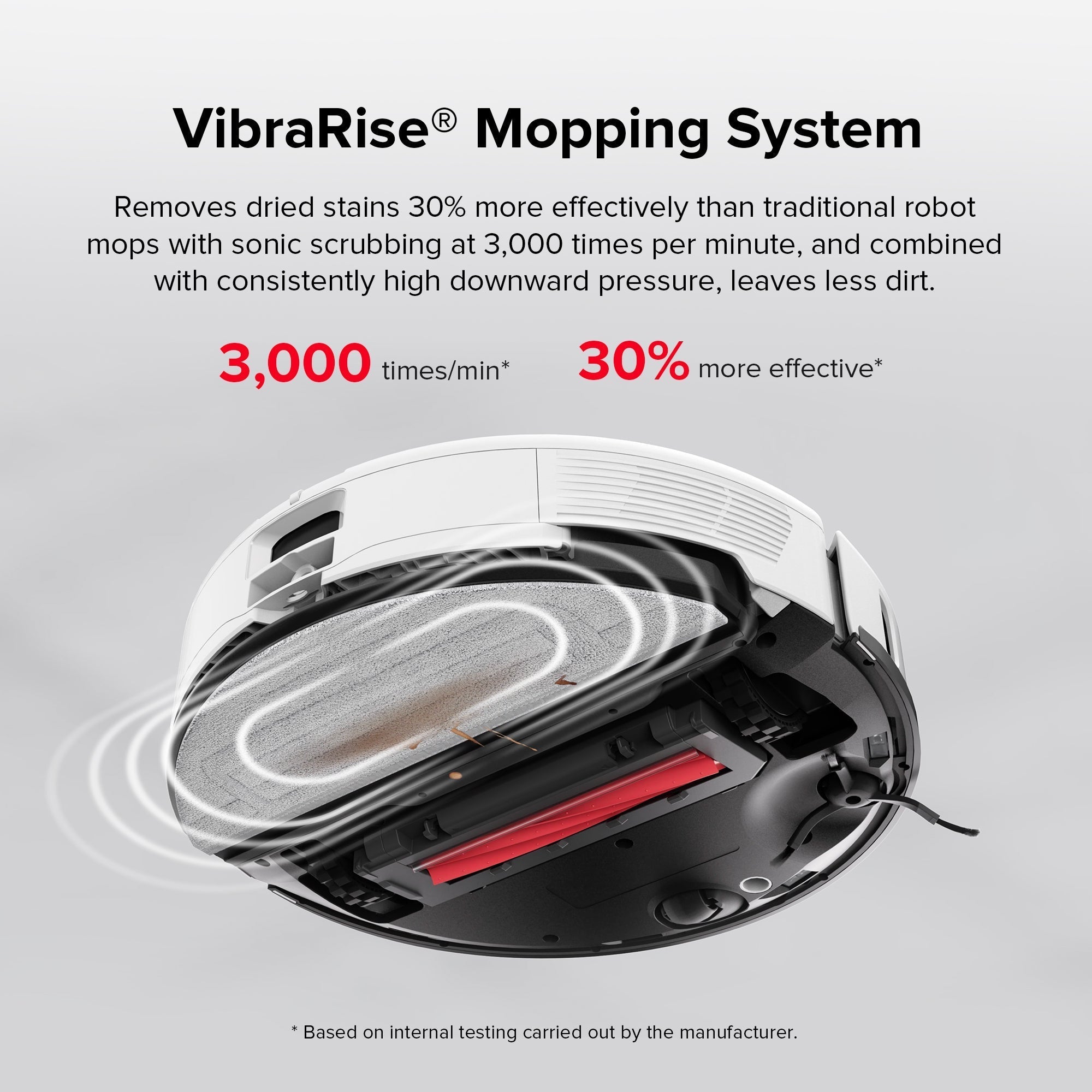 Top view diagram of robot vacuum with VibraRise mopping system