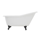 Kingston Brass Aqua Eden 60" Cast Iron Oval Single Slipper Clawfoot Tub, No Faucet Drillings, White/Matte Black (VCTND6030NT0)