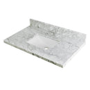 Kingston Brass Fauceture Templeton 36" x 22" Carrara Marble Vanity Top with Rectangular Sink (8" Faucet Drillings), Carrara Marble (KVPB3622M38SQ)