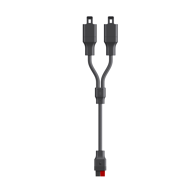 Anderson Y-parallel extension cable with two connectors at one end, output at the other