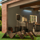 Jackery power station with attached solar panels for home backup setup