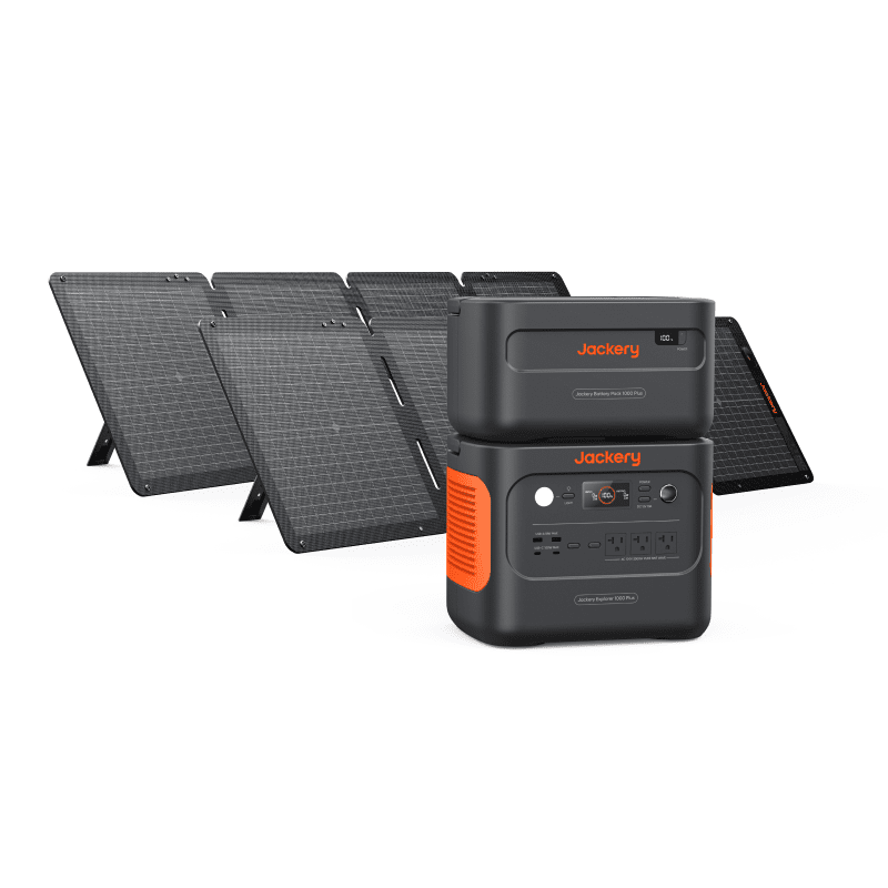 Jackery solar generator kit with foldable solar panels and two-piece power station