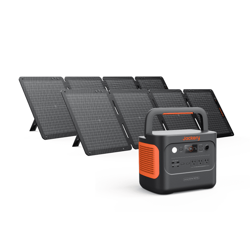 Jackery solar generator kit with foldable solar panels and portable power station