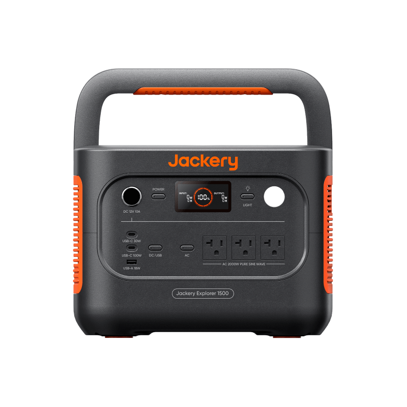 Jackery Solar Generator with Explorer 1500 v2 Portable Power Station, 1536Wh LiFePO4 Battery, 2000W AC/4000W USB-C Output, and 2-Piece SolarSaga 100W Air Panels