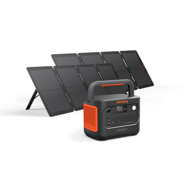 Jackery Solar Generator with Explorer 1500 v2 Portable Power Station, 1536Wh LiFePO4 Battery, 2000W AC/4000W USB-C Output, and 2-Piece SolarSaga 100W Air Panels