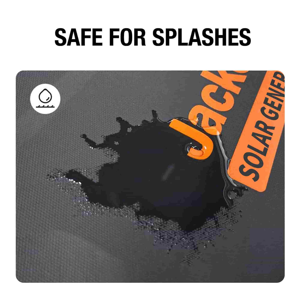 Gray zippered carrying case with Jackery logo and splash design, textured surface.