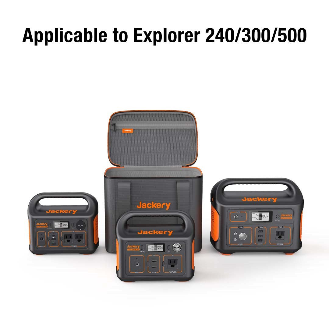 Gray zippered carrying case with orange trim, open top and built-in compartment