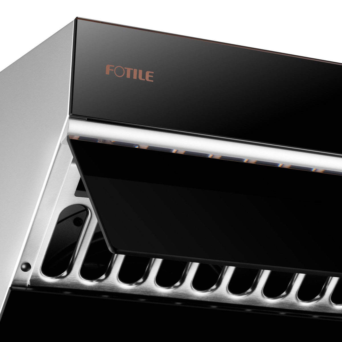 Fotile Slant Vent Series 30" 850 CFM Under Cabinet or Wall Mount Range Hood with 2 LED lights, and Push Buttons in Onyx Black Tempered Glass (JQG7522)