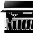 Fotile Slant Vent Series 30" 850 CFM Under Cabinet or Wall Mount Range Hood with 2 LED lights, and Push Buttons in Onyx Black Tempered Glass (JQG7522)