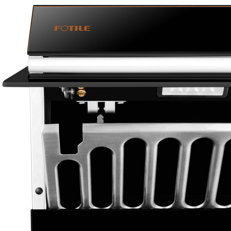 Fotile Slant Vent Series 30" 850 CFM Under Cabinet or Wall Mount Range Hood with 2 LED lights, and Push Buttons in Onyx Black Tempered Glass (JQG7522)