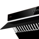 Fotile Slant Vent Series 30" 850 CFM Under Cabinet or Wall Mount Range Hood with 2 LED lights, and Push Buttons in Onyx Black Tempered Glass (JQG7522)