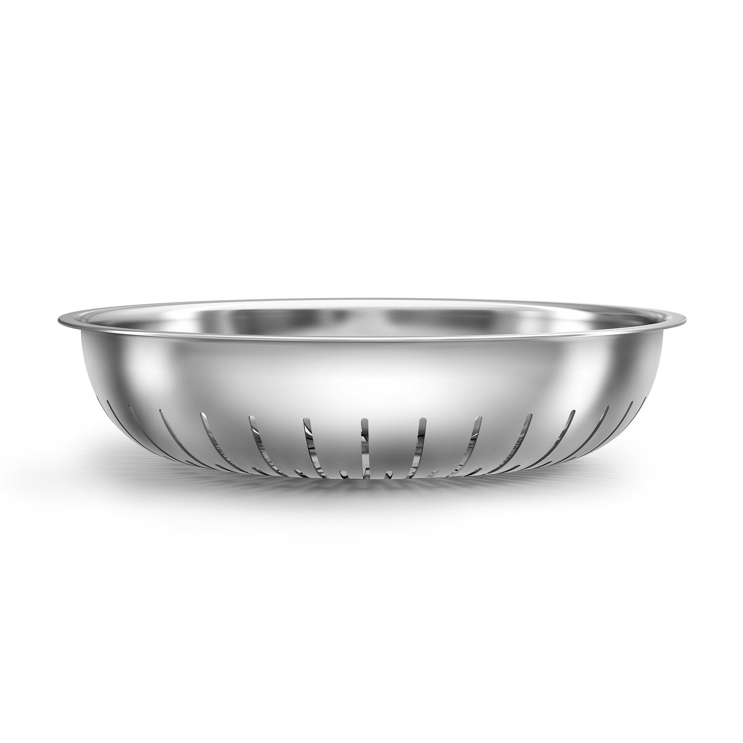 Stainless steel citrus juicer strainer bowl with perforated rim