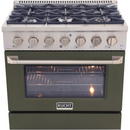 Kucht 36-Inch 5.2 cu ft. Propane Gas Dual Fuel Range in Olive Green (KDF362/LP-ON)