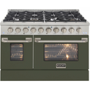Kucht 48-Inch Dual Fuel Range with Propane Gas Burner Cooktop & Electric Oven in Olive Green (KDF482/LP-ON)