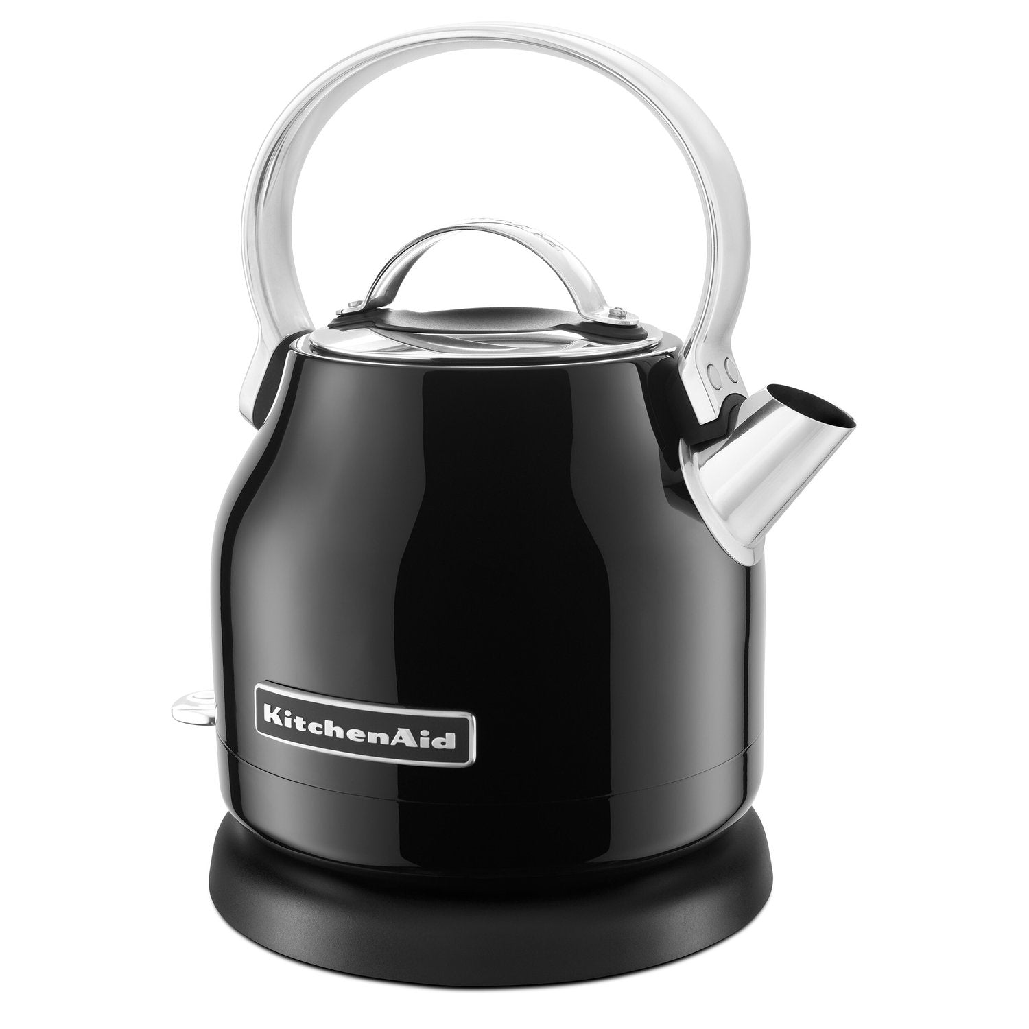 Onyx black electric water kettle with lid handle and flip-up spout