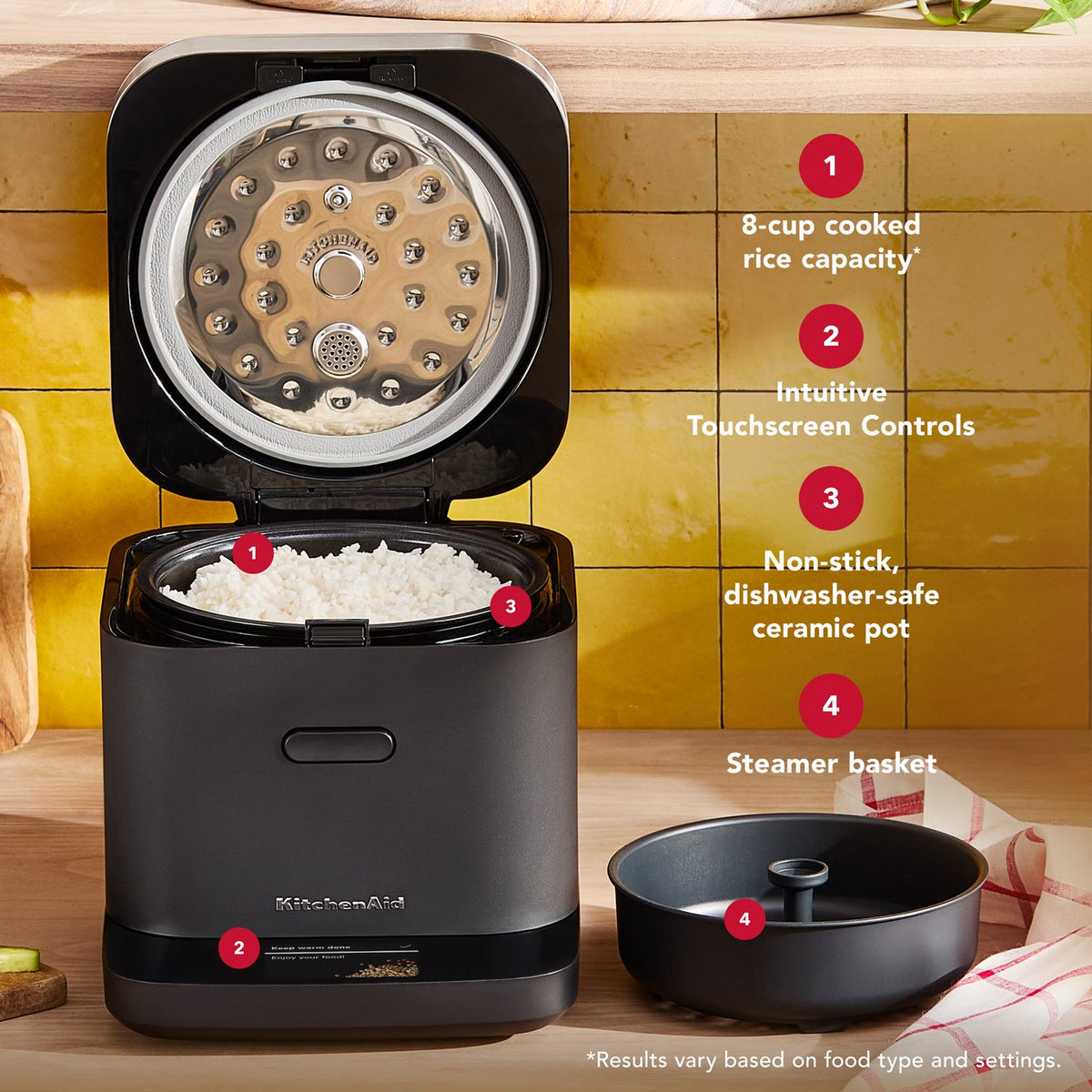 KitchenAid Electric Compact Rice and Grain Cooker with 16 Presets in Black Matte (KGC2154BM) - image 3