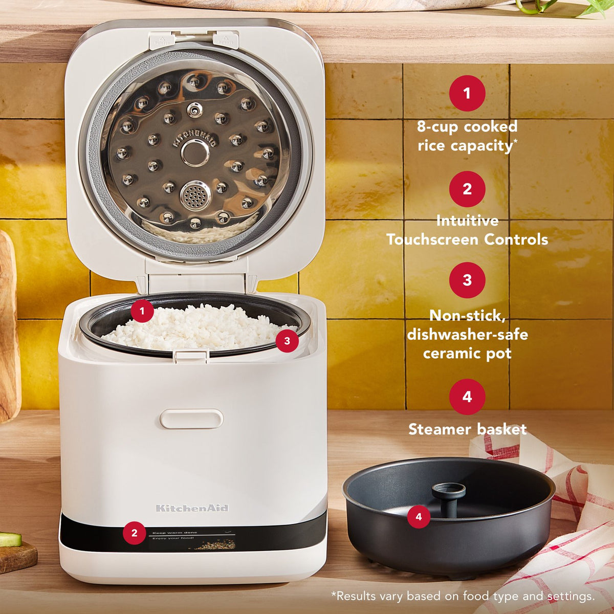 KitchenAid Electric Compact Rice and Grain Cooker with 16 Presets in Porcelain (KGC2154PL) - image 3