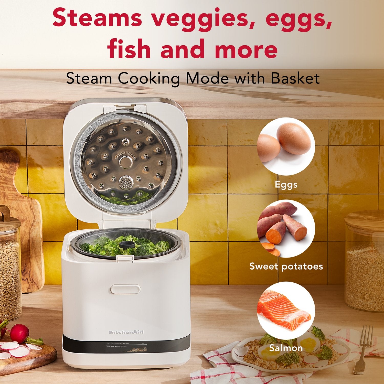 KitchenAid Electric Compact Rice and Grain Cooker with 16 Presets in Porcelain (KGC2154PL) - image 4