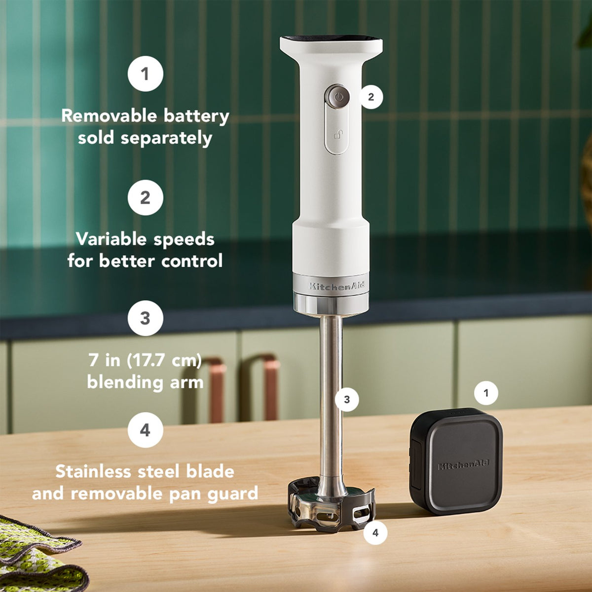 KitchenAid Go Cordless 12V Hand Blender in Porcelain (KHBRV00PL) - image 3