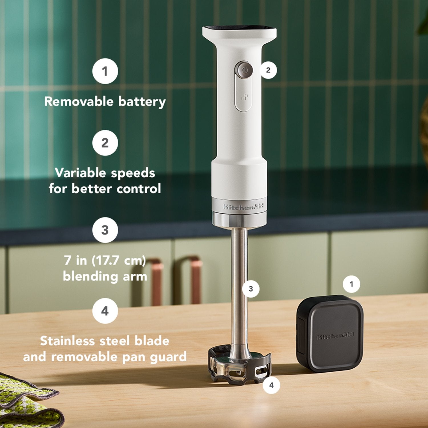 KitchenAid Go Cordless 12V Hand Blender with Battery Included in Porcelain (KHBRV71PL) - image 3
