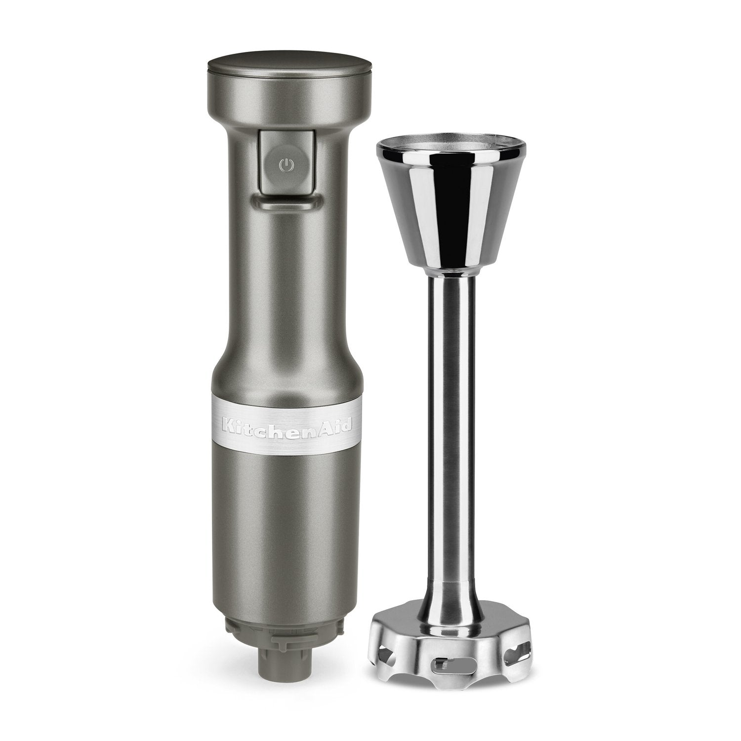 Contour Silver immersion blender with blending cup accessory and stainless blending base