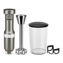 KitchenAid Immersion Blender Corded Variable Speed Trigger, Blending Jar W/Lid in Contour Silver (KHBV53CU)