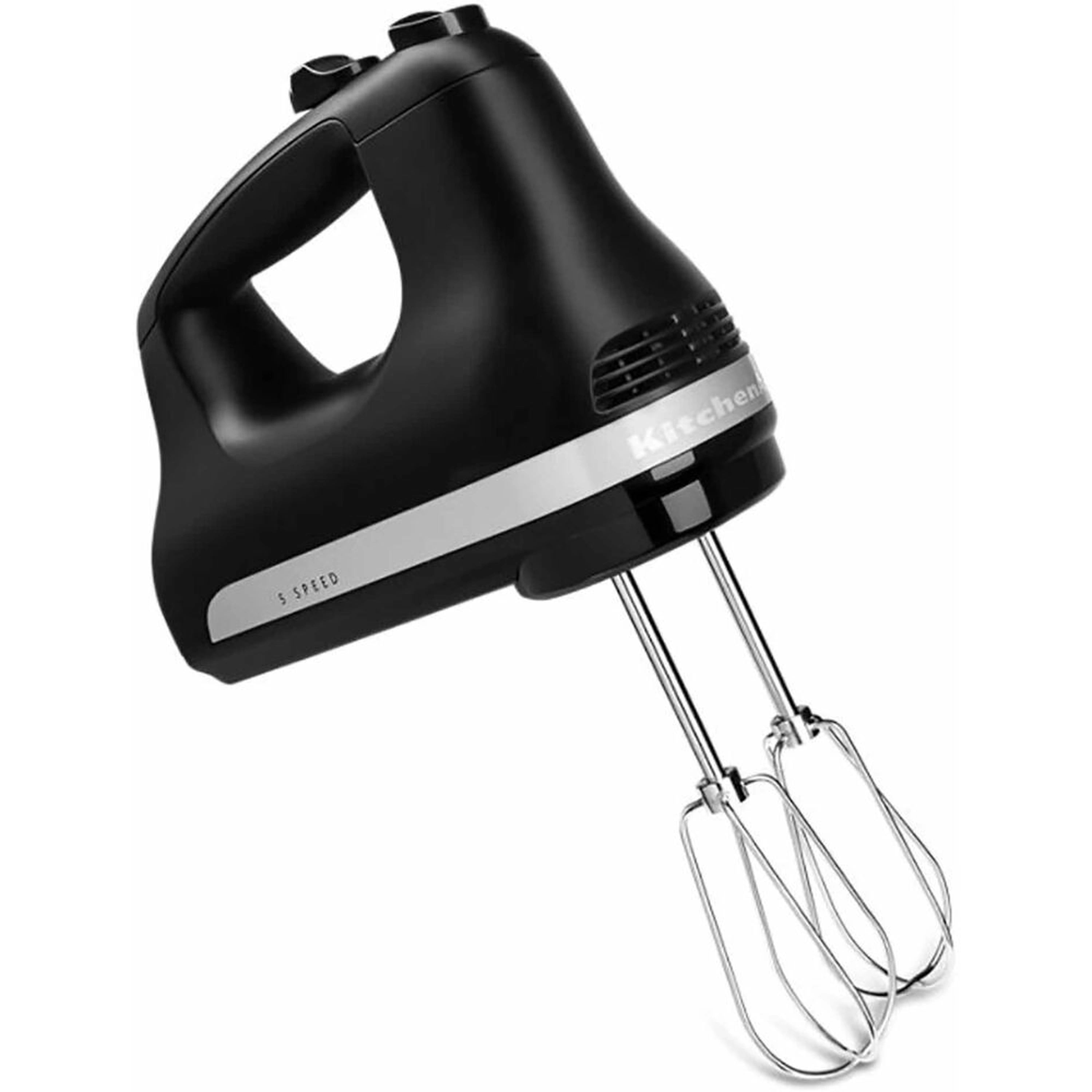Black matte 5-speed hand mixer with stainless beaters