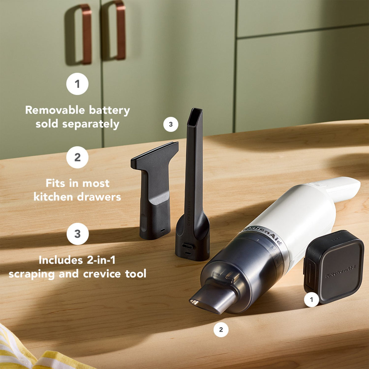 KitchenAid Cordless 12V Kitchen Vacuum in Porcelain (KKVR100PL) - image 3