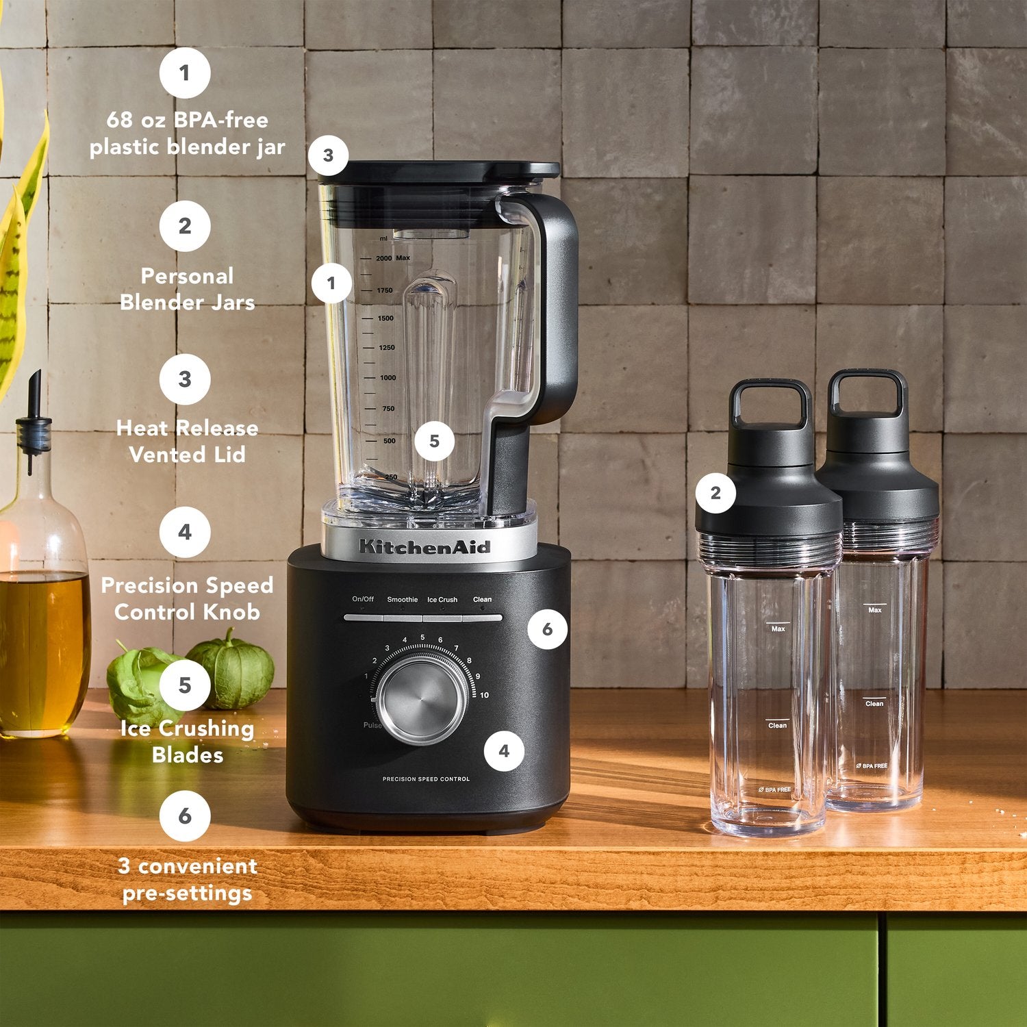 KitchenAid Pure Power Blender with Personal Blending Jar in Black Matte (KSB2079BM) - image 3