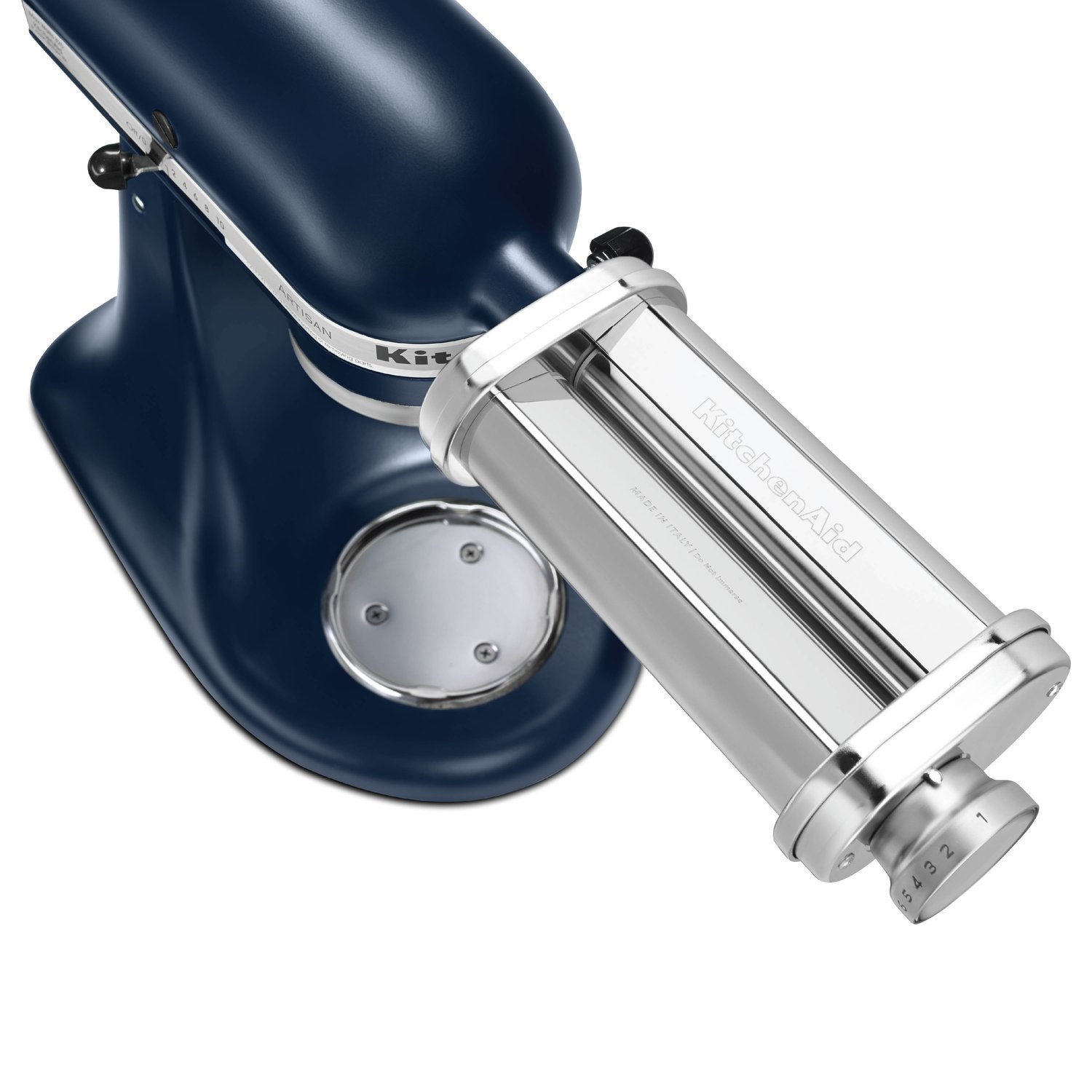 KitchenAid stand mixer with stainless steel pasta roller attachment
