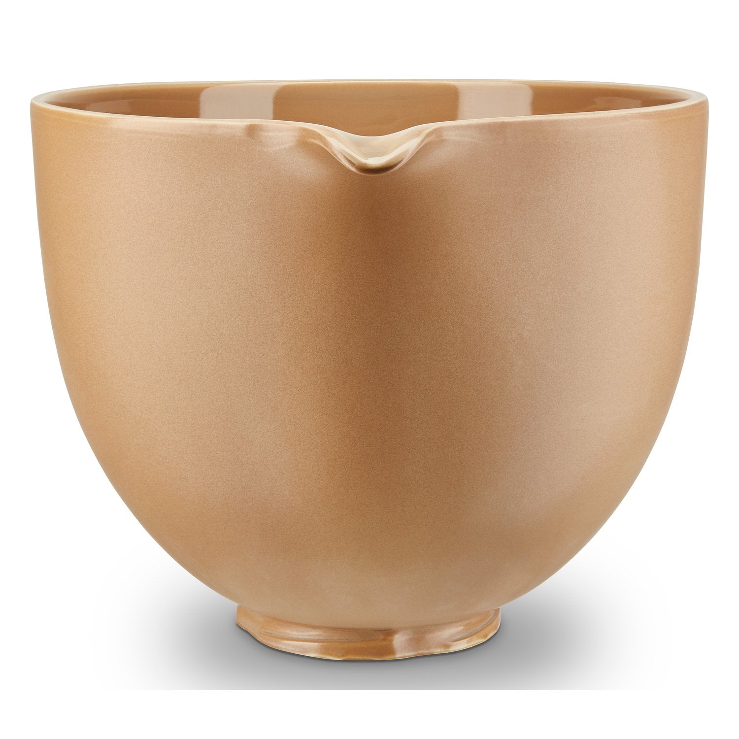 5-qt ceramic mixing bowl in fired clay tan with curved lip and base rim