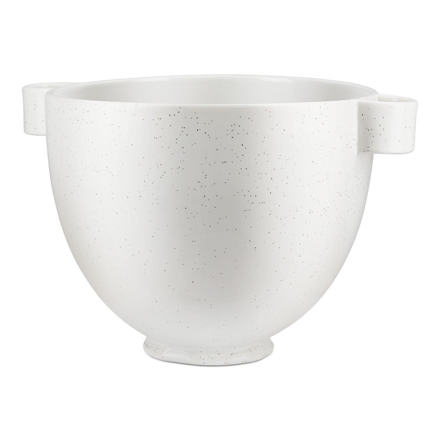 Speckled stone ceramic mixing bowl with side handles, white
