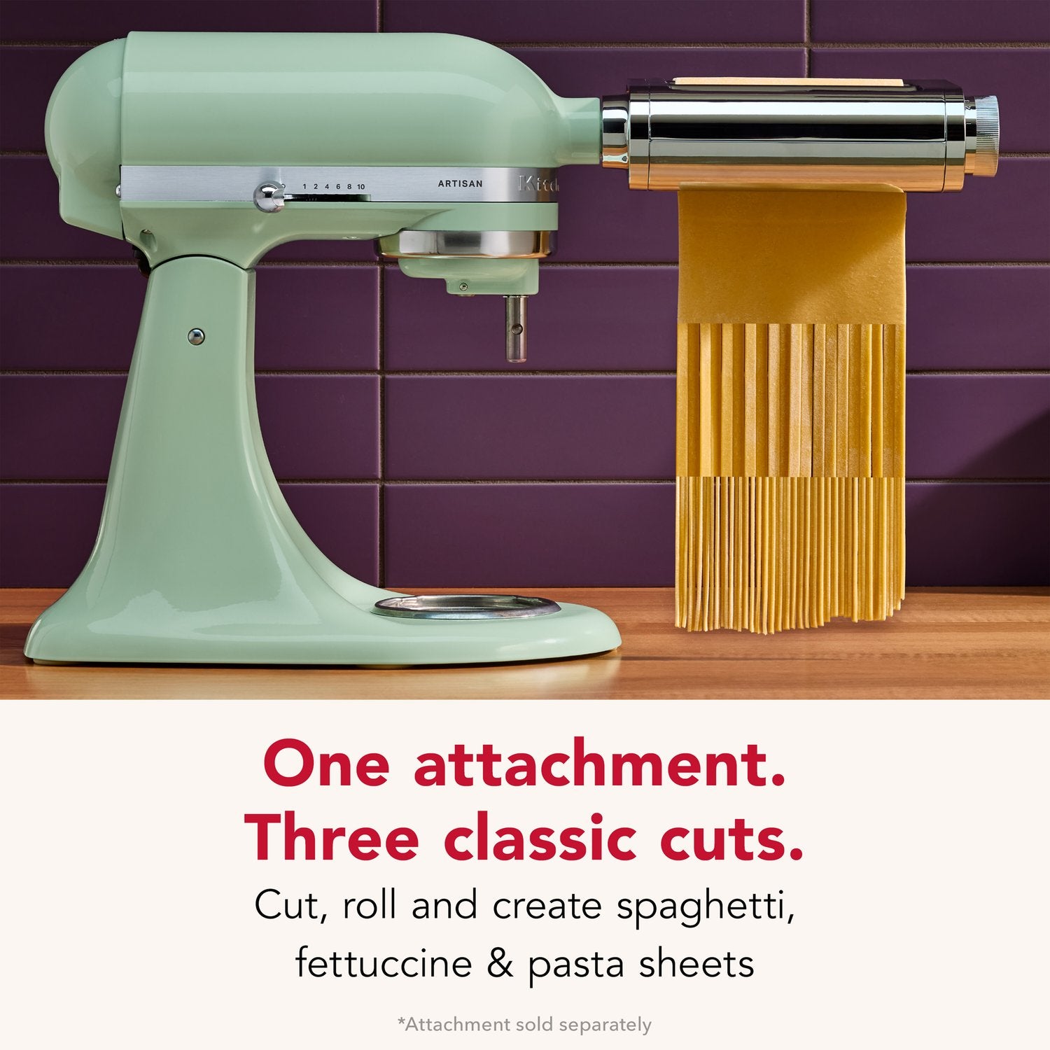KitchenAid 3-in-1 Metal Pasta Roller and Cutter Attachment in Chrome (KSM3MPA) - image 2