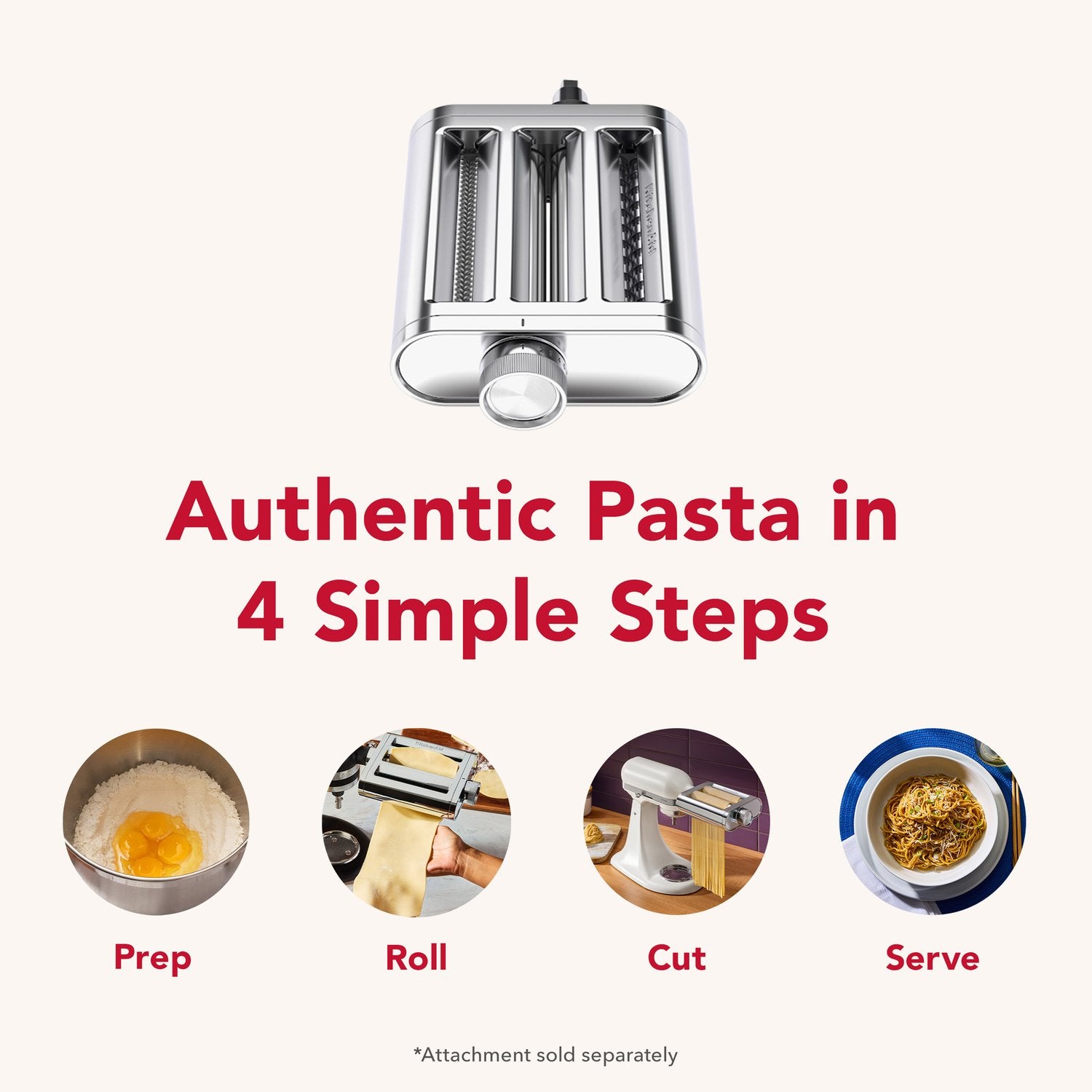 KitchenAid 3-in-1 Metal Pasta Roller and Cutter Attachment in Chrome (KSM3MPA) - image 4