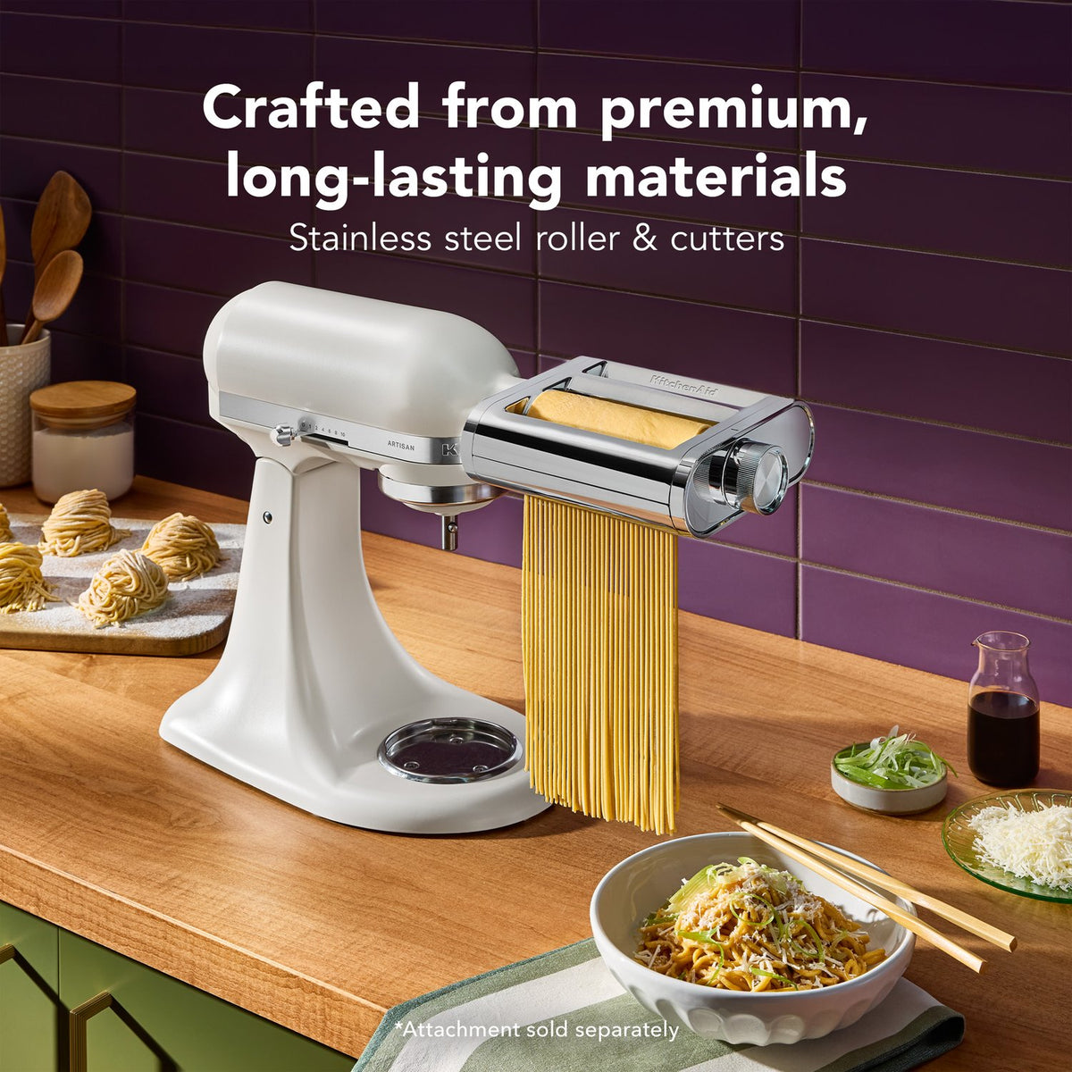 KitchenAid 3-in-1 Metal Pasta Roller and Cutter Attachment in Chrome (KSM3MPA) - image 6