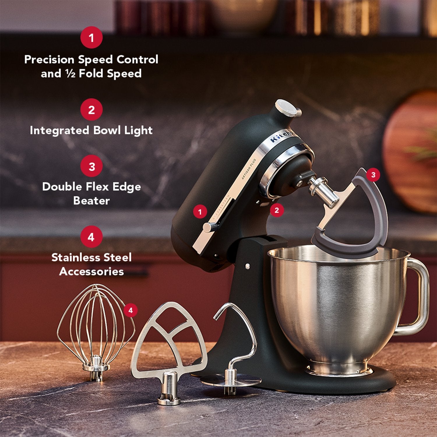 KitchenAid Artisan Plus Tilt-Head Stand Mixer in Cast Iron Black (KSM50PKVXBK) - image 2