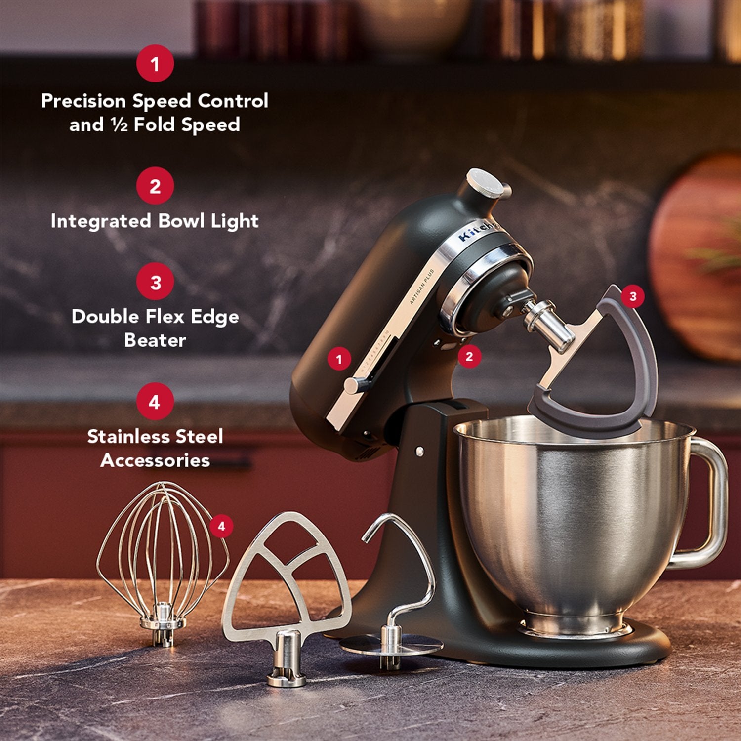 KitchenAid Artisan Plus Tilt-Head Stand Mixer in Matte Black (KSM50PKVXBM) - image 2