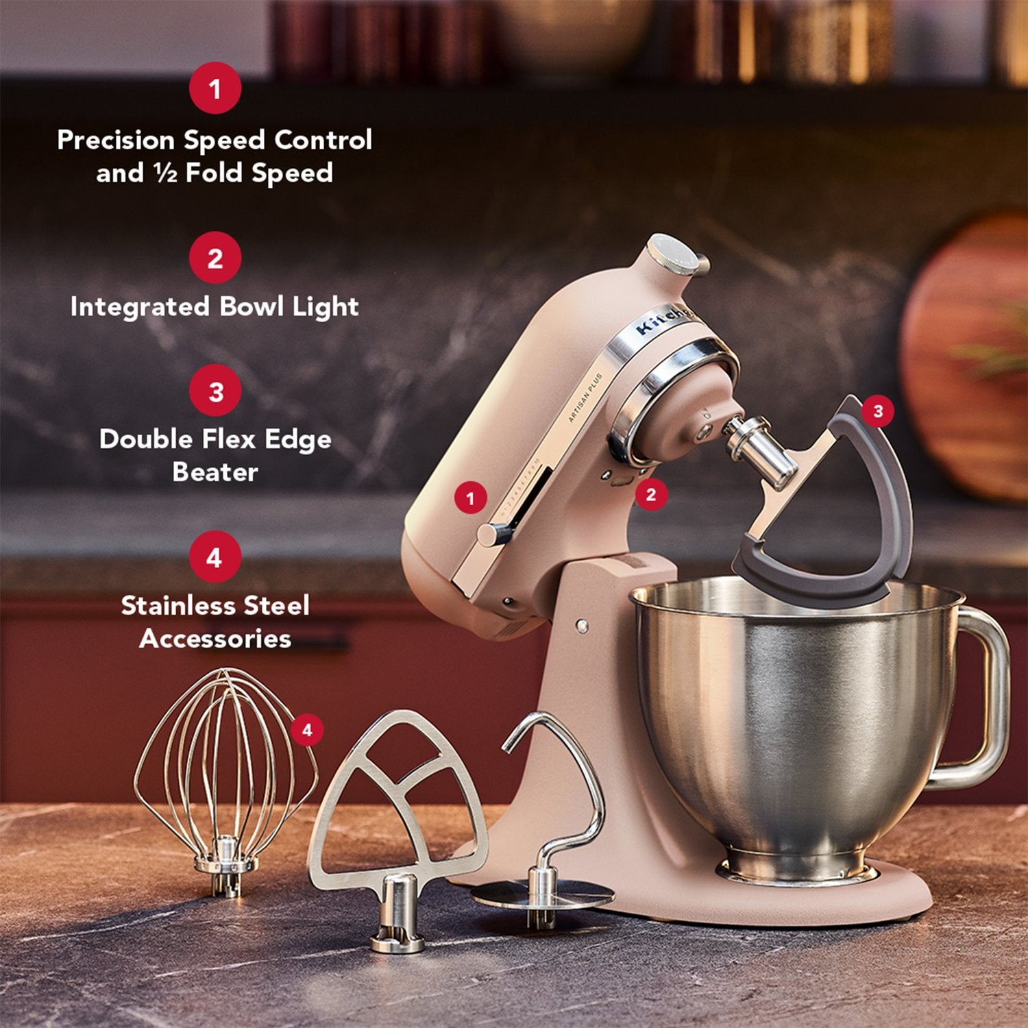 KitchenAid Artisan Plus Tilt-Head Stand Mixer in Feather Pink (KSM50PKVXFT) - image 2