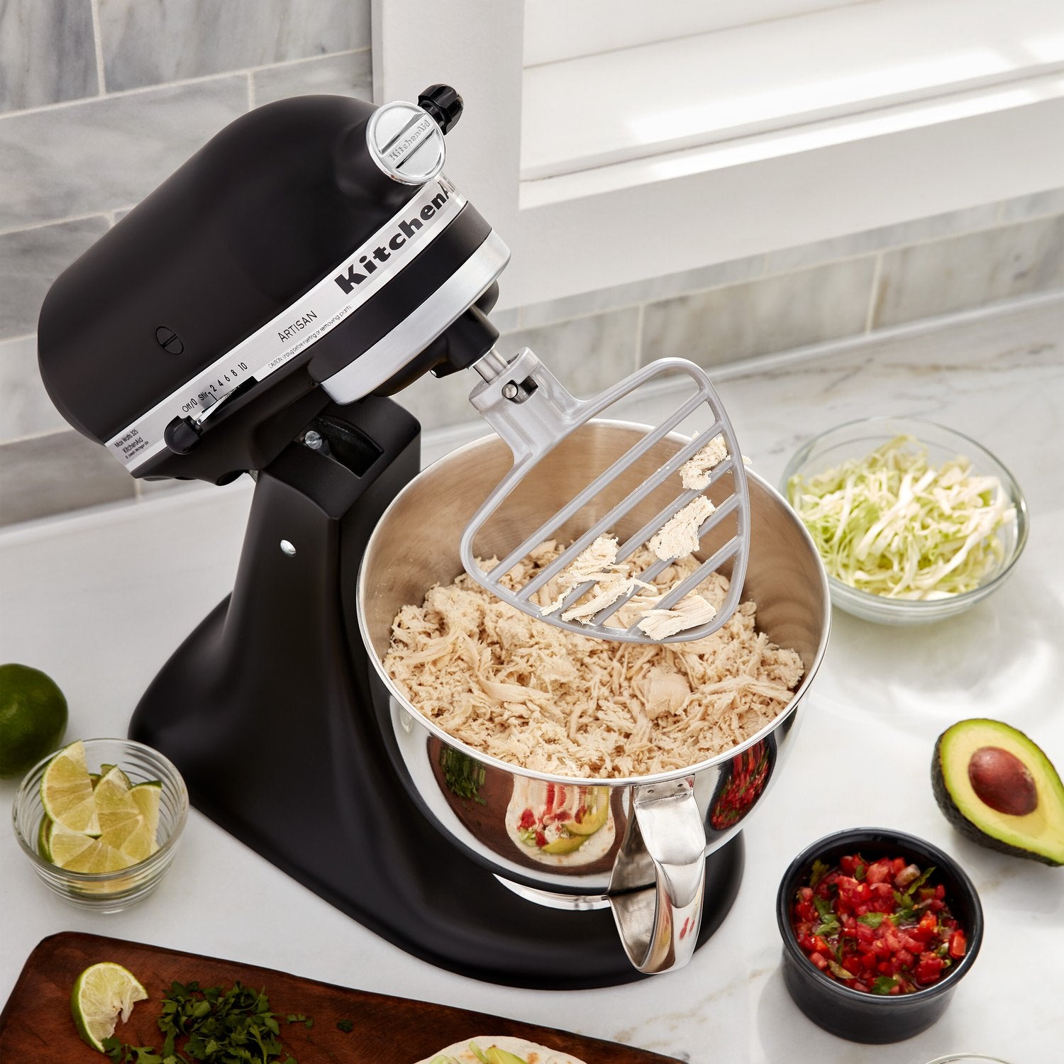 KitchenAid pastry beater attachment with wire whisk, silver finish for tilt-head mixers