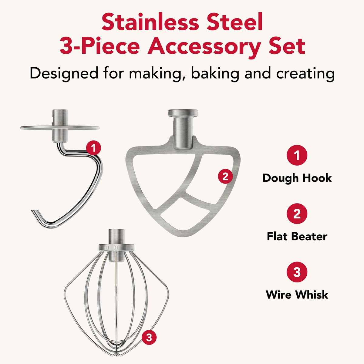 KitchenAid Stainless Steel Tilt-Head 3-Piece Accessory Set (KSMTH3PSS) - image 4