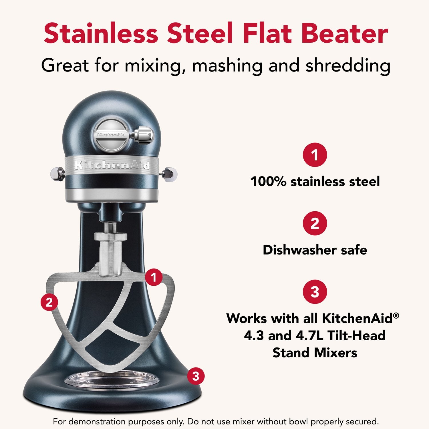 KitchenAid Stainless Steel Tilt-Head Flat Beater (KSMTHFBSS) - image 2