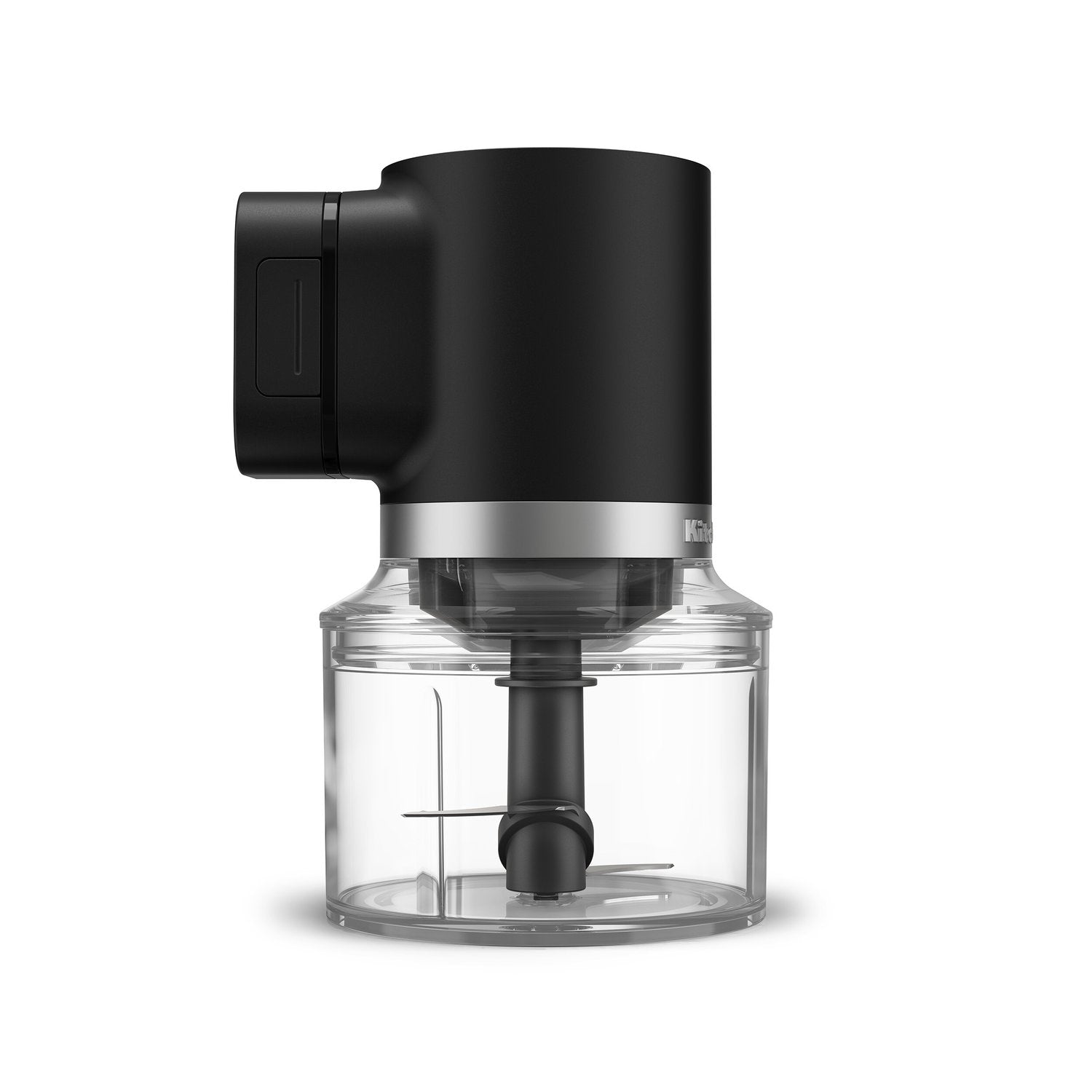KitchenAid cordless top-down chopper in matte black with clear 3.5-cup bowl