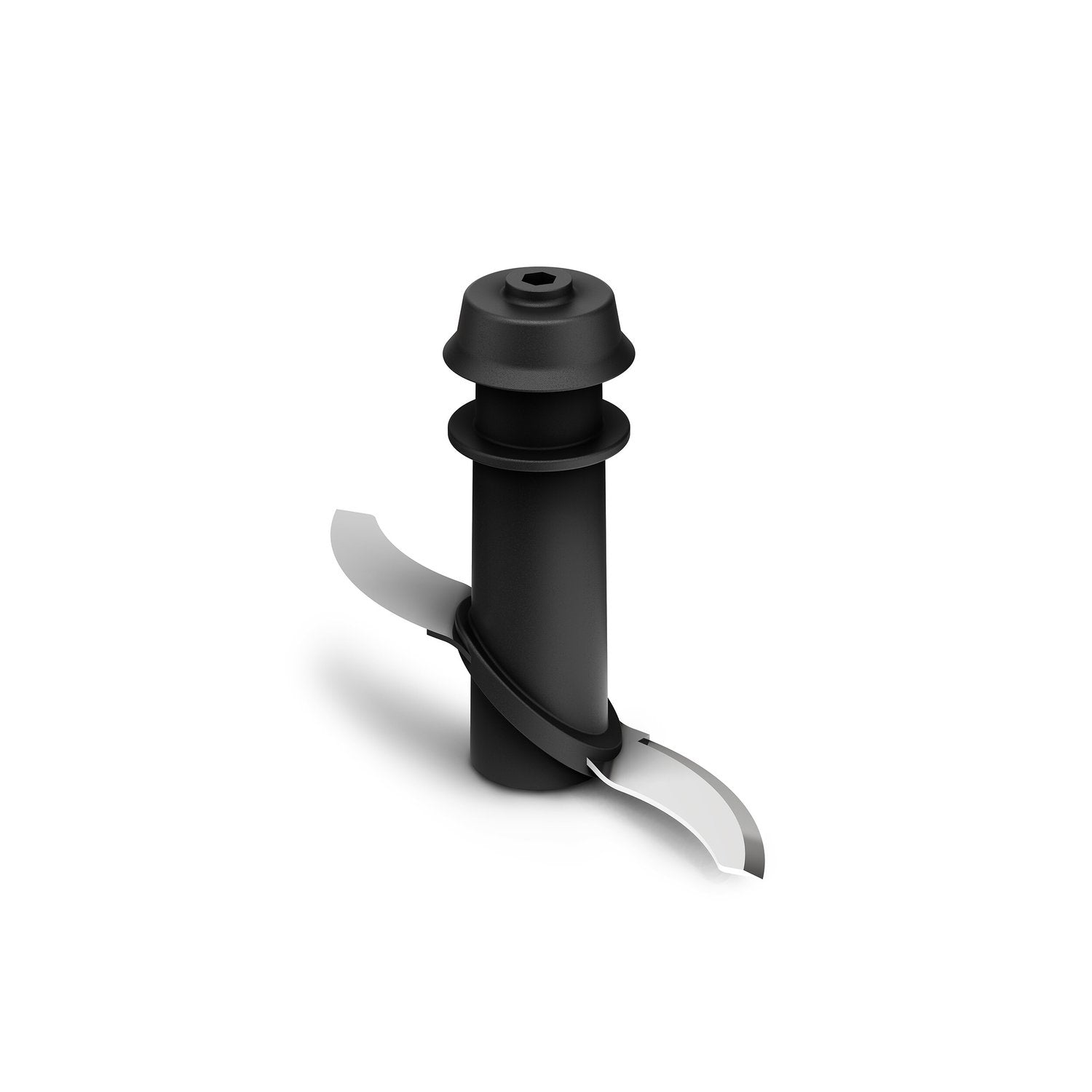 KitchenAid top-down chopper blade assembly in matte black with curved cutting fins