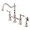 Kingston Brass Heritage Bridge Kitchen Faucet with Brass Side Sprayer, Polished Nickel (KS1276ALBS)