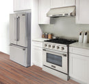 Kucht 4-Piece Appliance Package - 30-Inch Propane Gas Range with 4.2 Cu. Ft. Oven, 36-Inch Refrigerator with Water Dispenser, Dishwasher & Under Cabinet Range Hood in Stainless Steel
