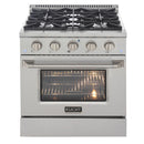 Kucht 5-Piece Appliance Package - 30-Inch Propane Gas Range with 4.2 Cu. Ft. Oven, 36-Inch Refrigerator with Water Dispenser, Dishwasher, Under Cabinet Range Hood & Microwave Drawer in Stainless Steel