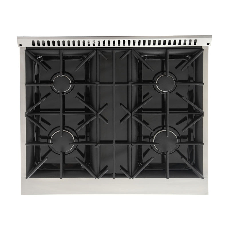 Kucht 5-Piece Appliance Package - 30-Inch Propane Gas Range, 36-Inch Panel Ready Refrigerator, Wall Mount Hood, Panel Ready Dishwasher, & Microwave Oven (APKPR5-KNG301/LP-S-10A-MWO)