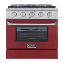 Kucht 30-Inch Propane Gas Range wkith Sealed Burners & 4.2 Cu. Ft. Convection Oven in Red (KNG301/LP-R)
